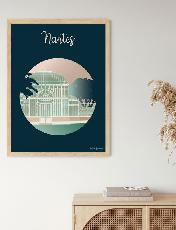 Affiche Nantes – Jardin des Plantes accrochée au mur, ambiance déco végétale.