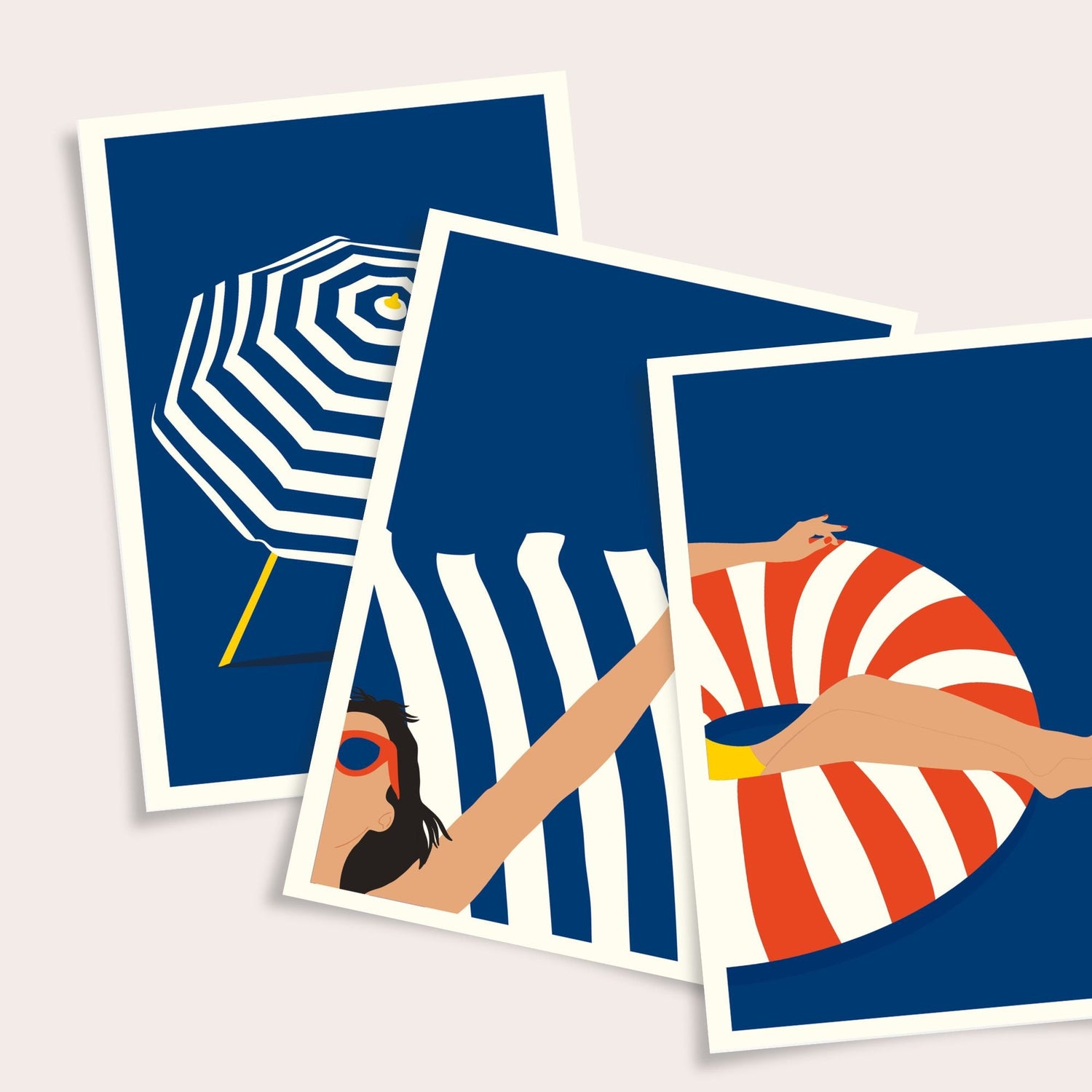Cartes postales bord de mer océan plage illustration Julie Roubergue