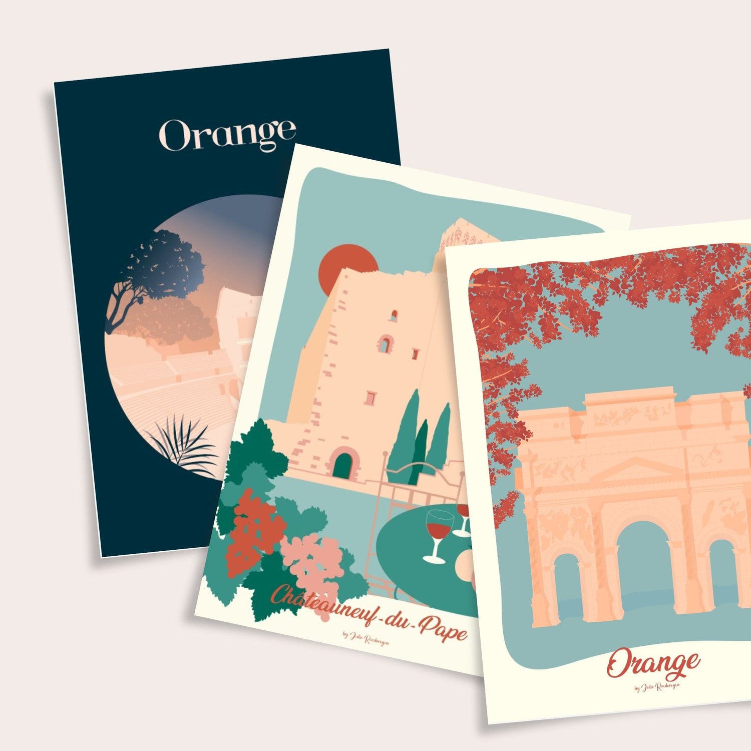 Cartes postales Provence lavande et villages illustration Julie Roubergue