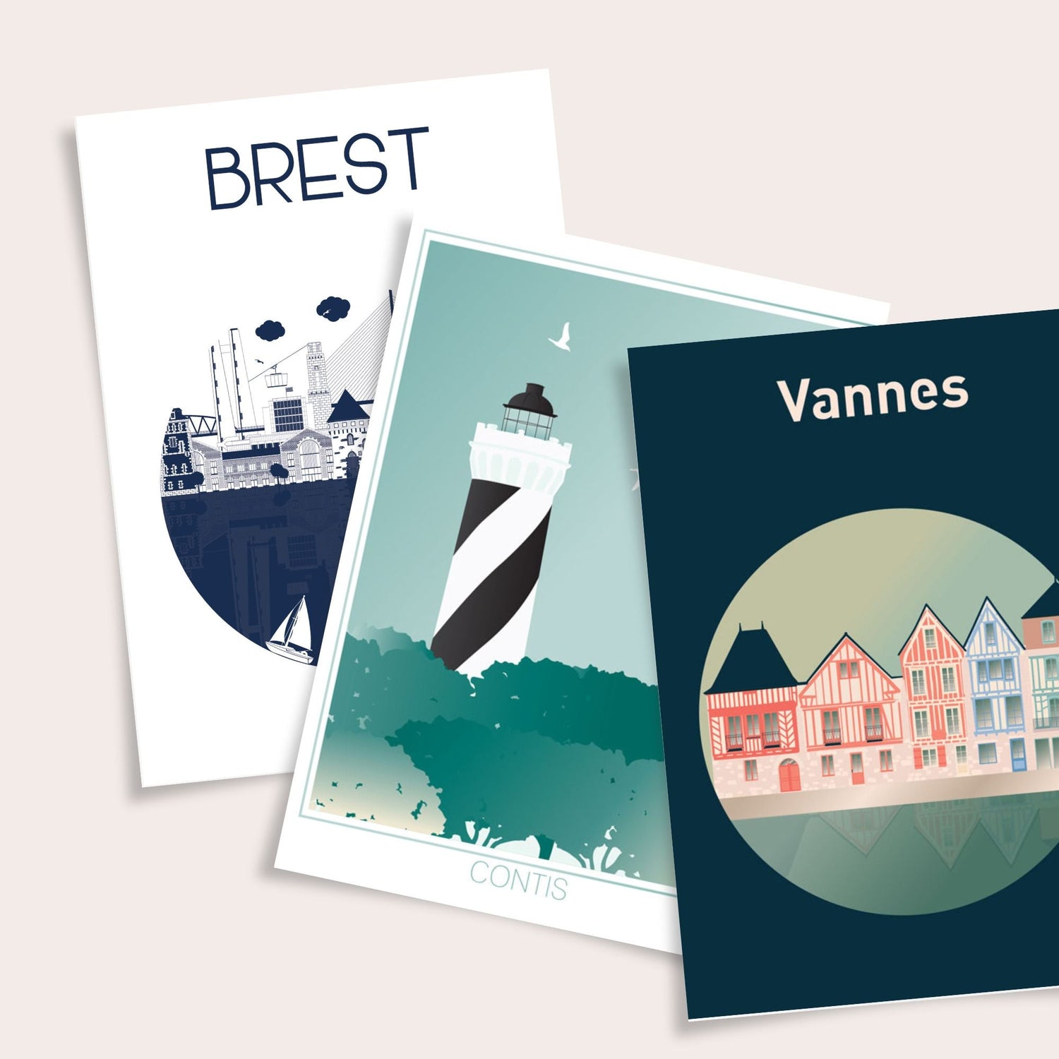 Cartes postales architecture et patrimoine illustration Julie Roubergue