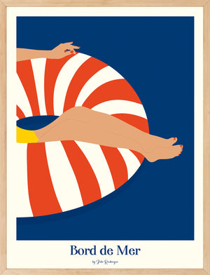 Affiche encadrée BORD DE MER – Flottaison Douce, format 30x40 cm, déco d'été élégante et graphique.