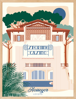 Affiche encadrée du Sporting Casino d’Hossegor, impression premium en 30x40 cm, idéale pour une déco chic et élégante.