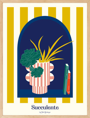 Affiche La Succulente encadrée, format 30x40 cm, déco végétale et graphique pour salon ou bureau.