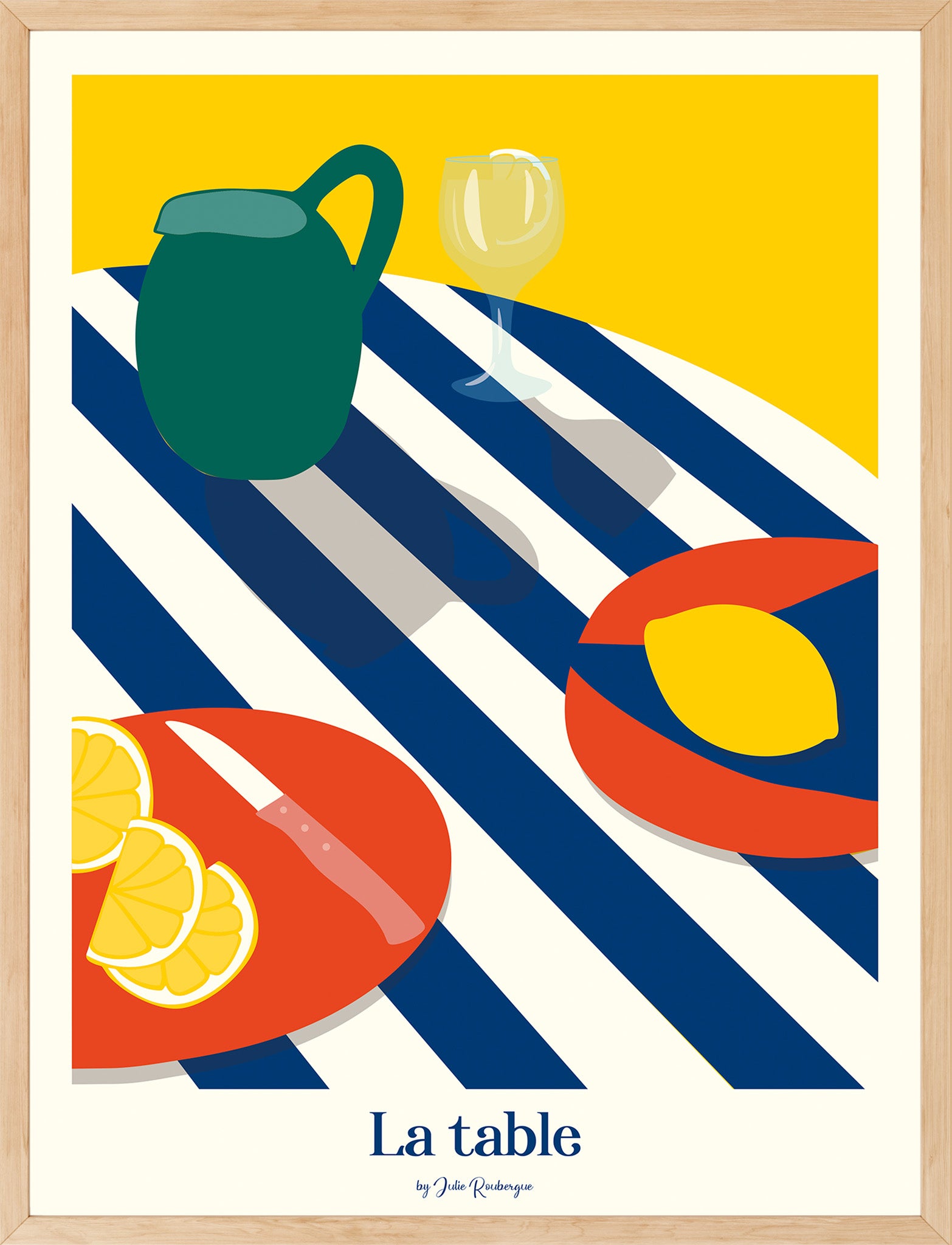 Affiche encadrée La Table d’Été, format 30x40 cm, déco estivale pour cuisine ou salle à manger.