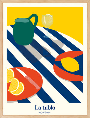 Affiche encadrée La Table d’Été, format 30x40 cm, déco estivale pour cuisine ou salle à manger.