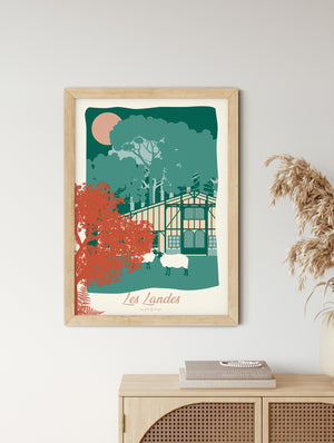  Affiche murale Les Landes – La Forêt dans un intérieur rustique ou nature, parfaite pour une ambiance campagne chic.