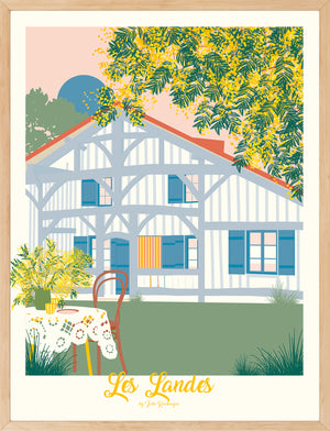 Affiche encadrée Les Landes - Mimosas, impression haut de gamme 30x40 cm ou 50x70 cm, parfaite pour une décoration chaleureuse et naturelle.