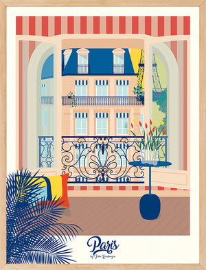 Affiche encadrée Paris, La Fenêtre - version lumineuse, disponible en 30x40 cm, idéale pour une déco élégante et parisienne.