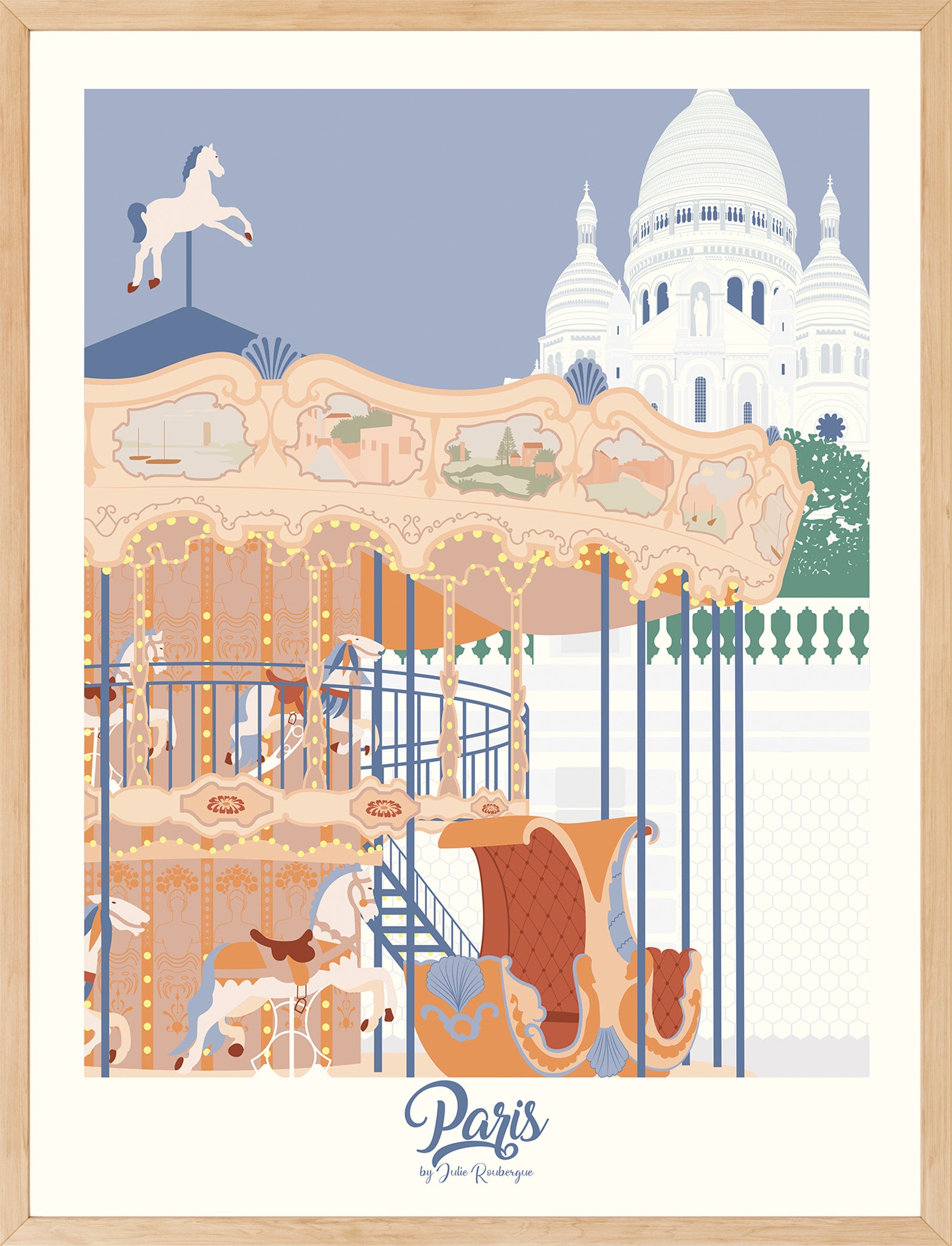 Affiche encadrée Paris - Sacré-Cœur, impression premium 30x40 cm, idéale pour une décoration murale romantique et intemporelle.