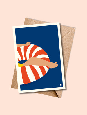 Carte postale Flottaison Douce avec enveloppe kraft – format 10x15 cm, ambiance bord de mer.