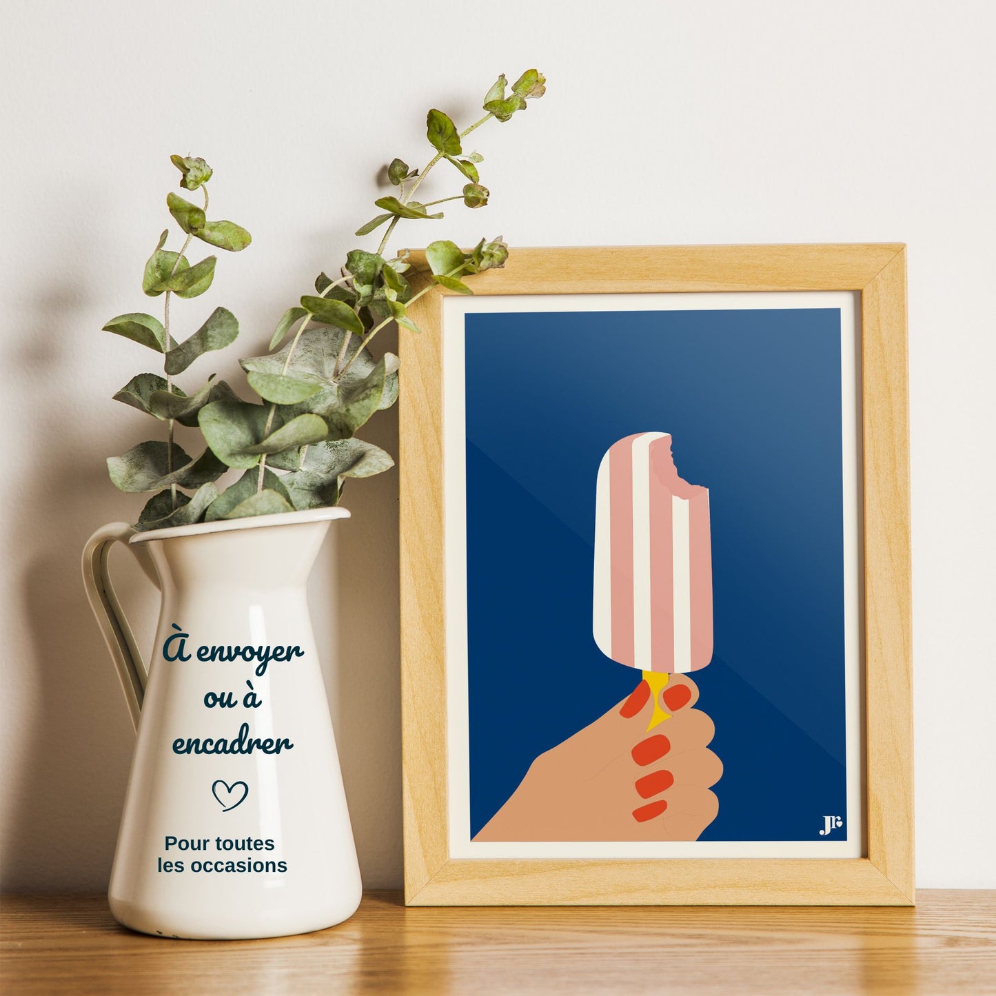 Carte postale Bord de Mer, Goût d'Été en décoration sur bureau idée cadeau illustration Julieroubergue