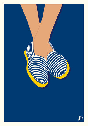 Carte postale BORD DE MER – Rayures à la Plage avec son enveloppe blanche, prête à offrir.