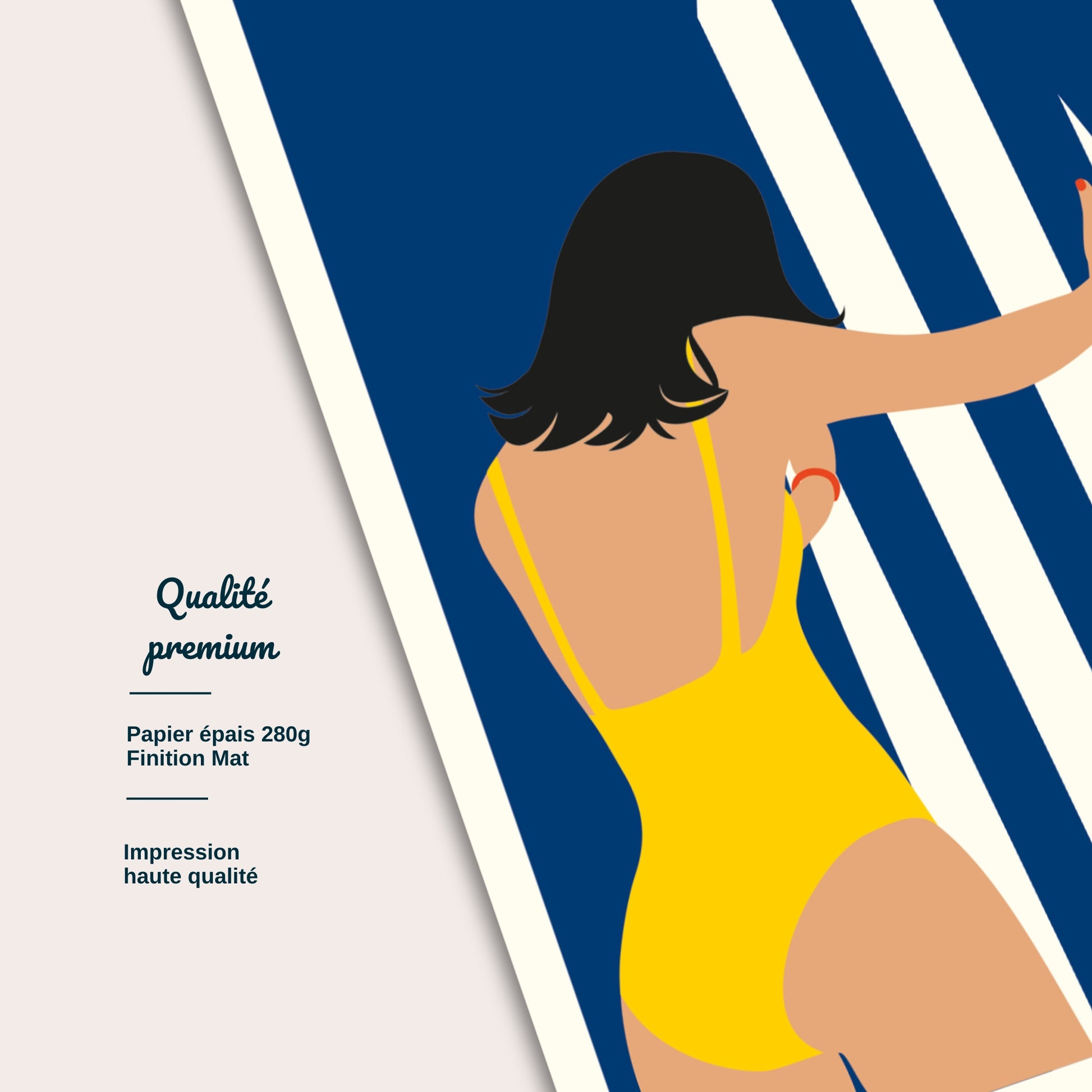 Détail carte postale Bord de Mer, Retour du Surf impression papier épais illustration Julieroubergue