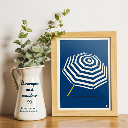 Carte postale Bord de Mer, Soleil Suspendu en décoration sur bureau idée cadeau illustration Julieroubergue
