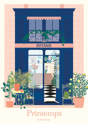 Carte postale 15x21 Boutique Fleurie – façade fleurie et vitrine décorative, ambiance printanière.