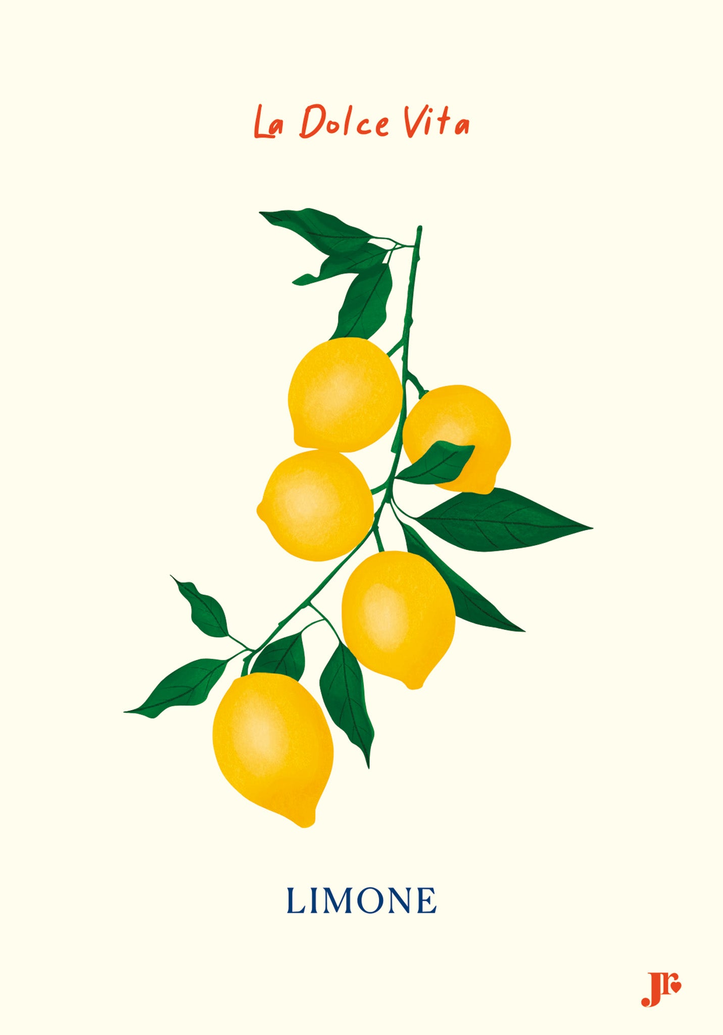 Carte postale Dolce Vita, Limone illustration colorée format 10x15 cm. Illustration Original de Julie Toubergue
