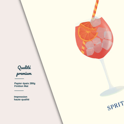 Détail carte postale Dolce Vita, Spritz impression papier épais illustration Julieroubergue