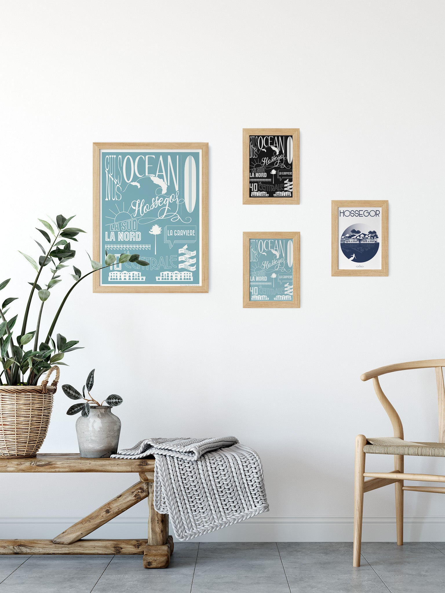 Cartes postalea illustrées garphiquement sur le theme d'Hossegor  par Julie Roubergue.