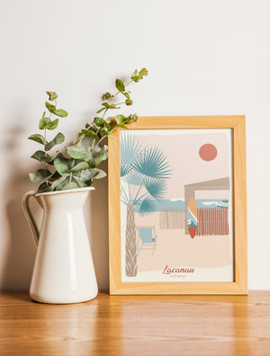 Carte postale Lacanau La Cabane encadrée, parfaite pour une déco murale douce et estivale.