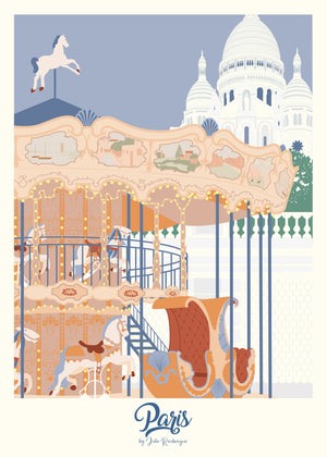 Carte postale illustrée Paris, Sacré-Cœur – architecture emblématique de Montmartre.
