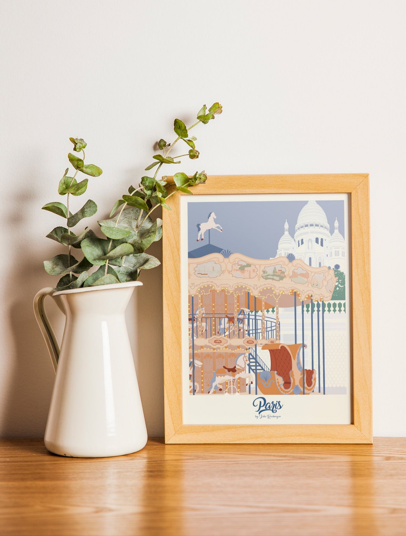 Carte postale Paris, Sacré-Cœur encadrée – décoration murale élégante et parisienne au format 15x21 cm.