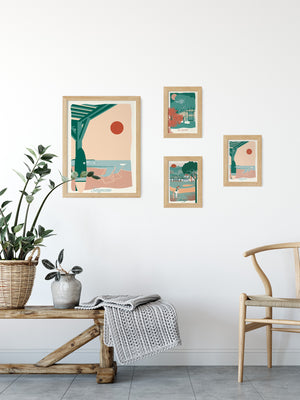 Proposition de décoration avec des cartes postales de Seignosse, Hossegor et les Landes.