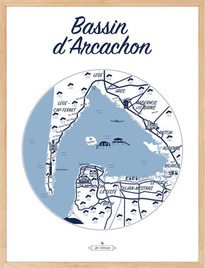 Affiche BASSIN D’ARCACHON, Le Plan Julie Roubergue