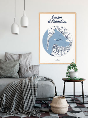 Affiche BASSIN D’ARCACHON, Le Plan Julie Roubergue