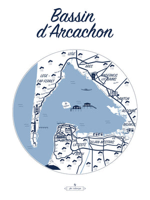 Affiche BASSIN D’ARCACHON, Le Plan Julie Roubergue