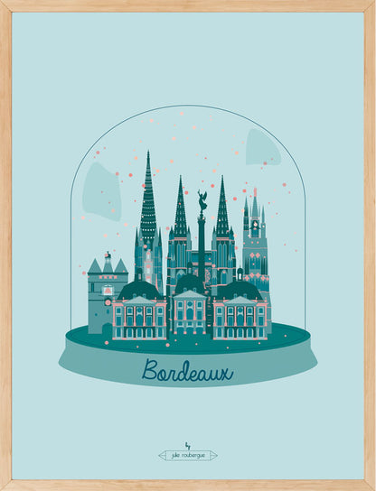 Affiche BORDEAUX en Hiver Julie Roubergue