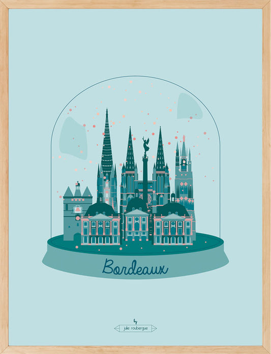 Affiche BORDEAUX en Hiver Julie Roubergue