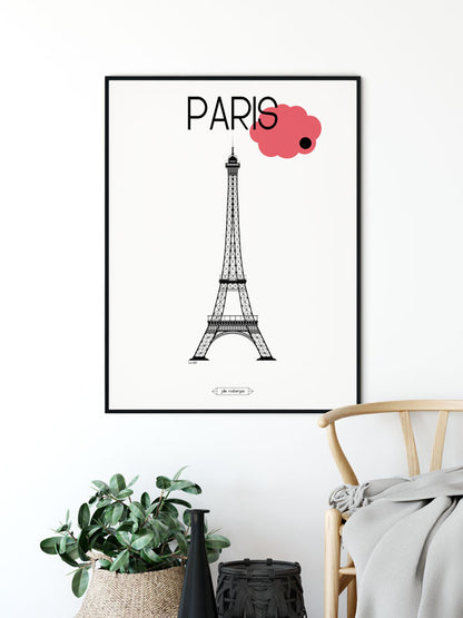 Affiche graphique Paris – mise en ambiance murale avec vue iconique de la capitale française.