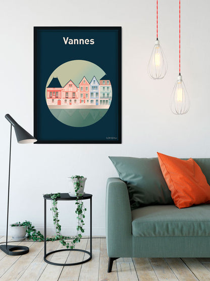 Affiche Vannes – Les Maisons dans une ambiance intérieure cosy aux tons bretons.